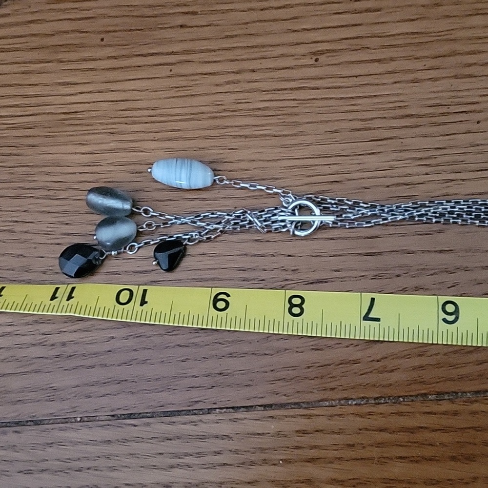 Stone multi length toggle necklace